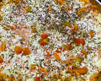 Torta de pão de forma com queijo e presunto