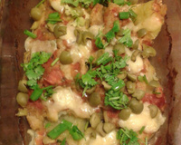 Filé de peixe assado com batatas