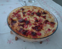 Gratinado de batata com presunto e queijo