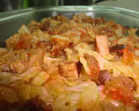 Refogado de repolho, calabresa e bacon