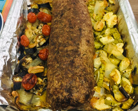 Bolo de carne moída recheado com presunto e mussarela