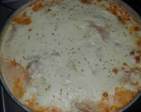 Lasanha com molho branco e bolonhesa