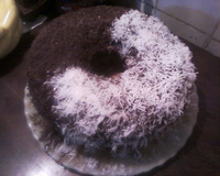 Bolo cocada com cobertura de chocolate