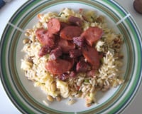 Baião de dois e ovo de galinha caipira