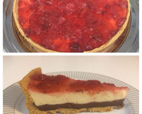 Cheesecake duas camadas com geleia de morango
