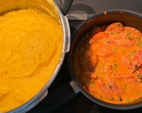 Polenta com creme de camarão