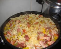 Arroz carreteiro com sobras de churrasco