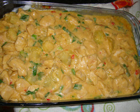 Filé de frango com batatas ao molho de requeijão e catupiry