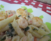Penne com camarão