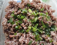 Risoto de carne seca com arroz vermelho