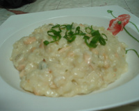 Risoto de salmão com queijo gruyere