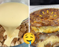 Sobremesa de banana cremosa dos deuses: receita na travessa é muito fácil de fazer, só levar ao forno por 20 minutos