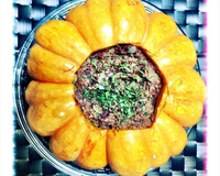 Abóbora moranga recheada com carne seca feita no micro-ondas