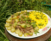 Carne de sol com purê de abóbora