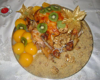 Chester com farofa de frutas