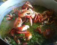 Carangueijo no alho e coentro