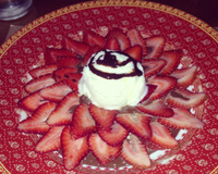 Carpaccio de morango com Sorvete