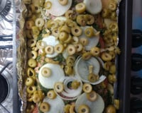 Salmão assado com batata