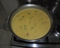Caldo de mandioquinha (batata baroa) com calabresa