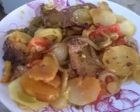 Bife simples com verduras da Adelina