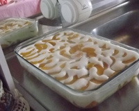 Sobremesa deliciosa de pêssego