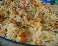 Arroz à grega com camarão