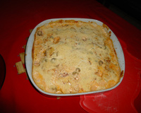 Gratinado de batata com presunto e queijo