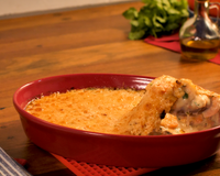 Camarão cremoso gratinado