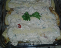 Panqueca de frango ao molho branco