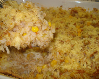 Arroz de forno com atum e legumes