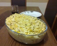 Macarrão com peito de frango e creme de leite