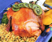 Chester com farofa de frutas