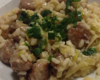 Risoto de abobrinha com linguiça defumada