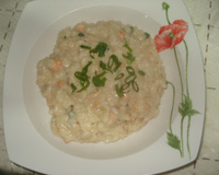 Risoto de salmão com queijo gruyere