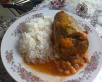 Abobrinha recheada com carne moída