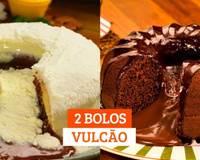 Bolo vulcão de leite em pó com creme de avelã