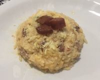 Risoto de bacon e calabresa