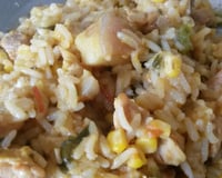 Arroz com carne de porco