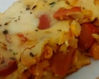 Torta de liquidificador com recheio de salsicha