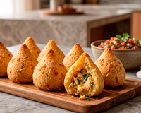 Sem ovo, nem farinha, nem fritura: coxinha de pão de queijo é o lanche do TudoGostoso perfeito para qualquer hora