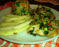 Truta grelhada com castanha de caju