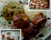 Pescoço de peru ao forno com pirão