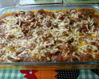 Moela com linguiça no purê de batata ao forno