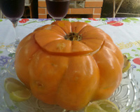 Abóbora recheada com carne seca