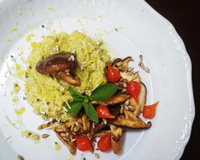 Risoto de limão siciliano com shitake grelhado (versão tradicional e versão vegana)