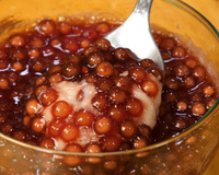 Sagu com creme de baunilha