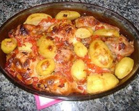 Frango assado com batatas