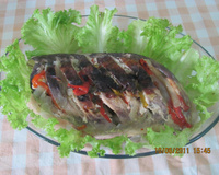 Dourado recheado na brasa