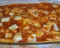 Macarrão de forno com presunto e queijo