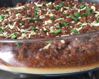 Polenta cremosa com molho de carne moída